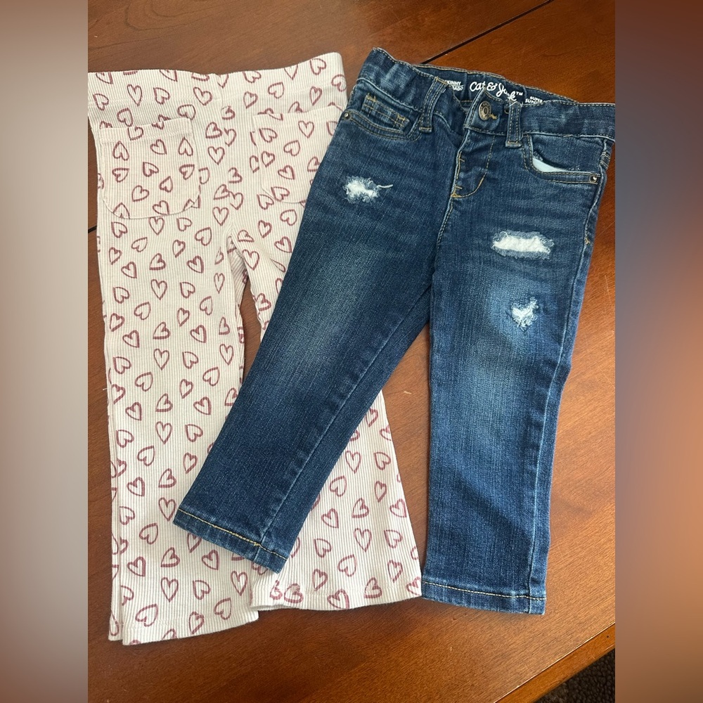 2pair2T pants.Jeans by Cat and Jack & heart knit flare pants by Nicole miller.